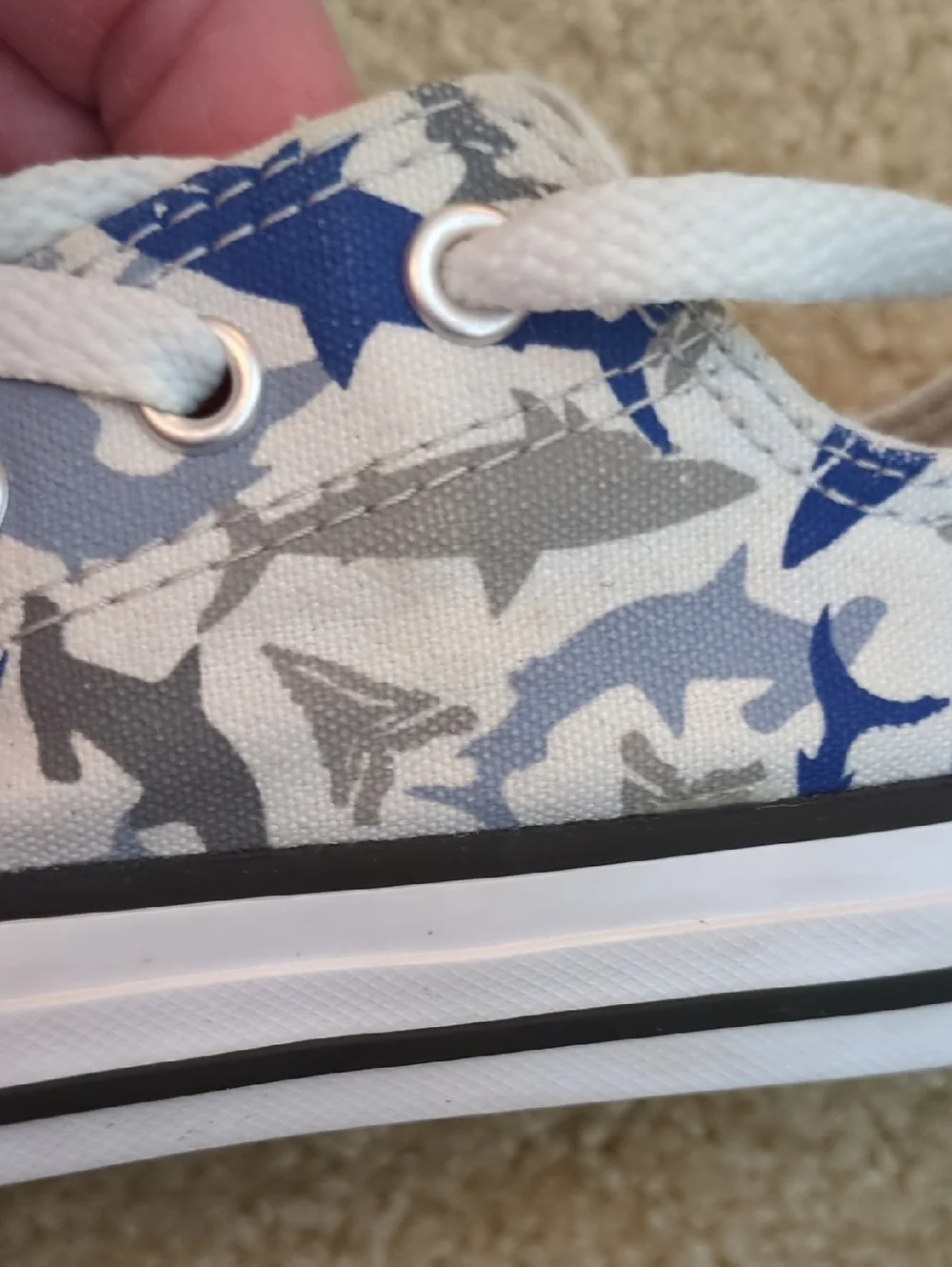 Converse Kids Blue and Gray Shark Camouflage Sneakers 🦈